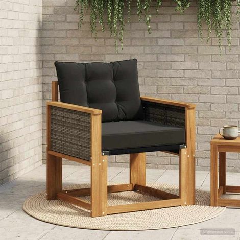 vidaXL Sofá intermedio de exterior Madera de Acacia Sólida Natural (1/5)