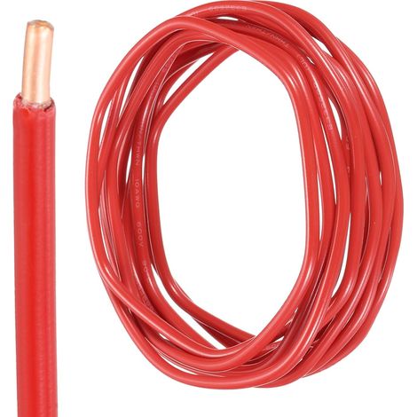 Fil Electrique De 10 Pieds En Cuivre Massif Isolé 10 AWG Câble De Connexion THHN Câble Résidentiel, Industriel, De Mise À La Terre, Évalué Pour 600 Volts, Rouge (1/5)