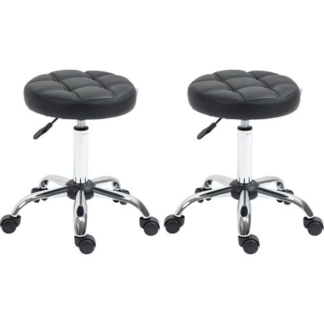 Tabouret de bureau pivotant réglable-2 roues et revêtement cuir-Noir Ø35,5x48-63 cm (1/5)