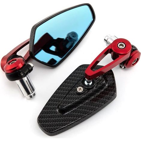 Espejo retrovisor universal para manillar de motocicleta - Giratorio 360° - Rojo (1/5)