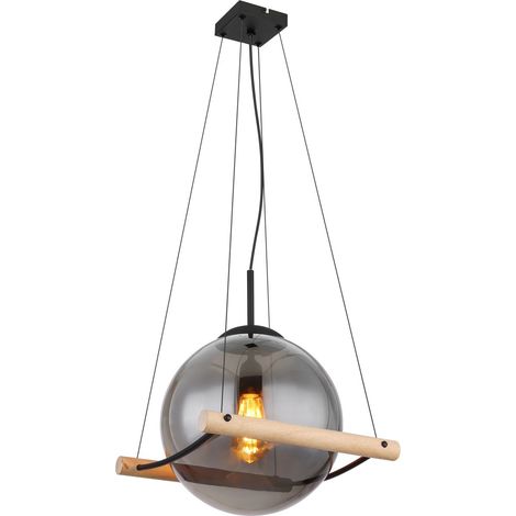 Globo Leona Suspension Globe en verre fumé noir mat, 1 ampoule E27