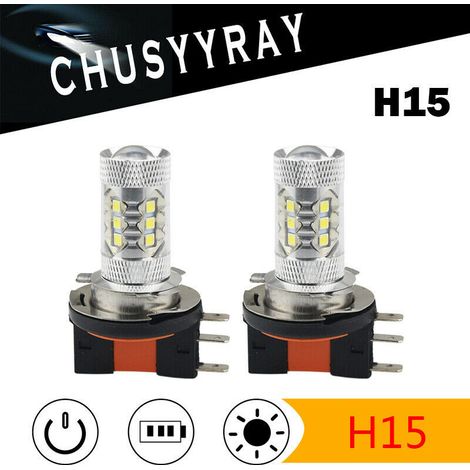 Feux de voiture LED H15 – Phares antibrouillard et projecteurs avant haute puissance 80 W, 16 LED 3030, compatible avec véhicules automobiles (sans marque) dengyankun (1/5)