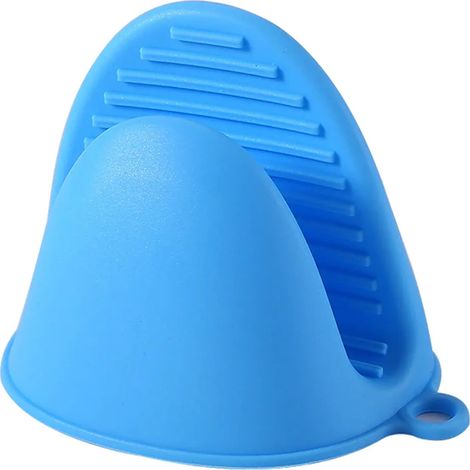 Guanti da cucina in silicone, resistenti al calore fino a 300 °C, utilizzabili come guanti termoisolanti o guanti per impugnature del forno, colore blu, adatti per cucinare e cuocere al forno. (1/4)