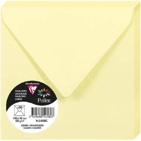 Enveloppe - CLAIREFONTAINE - Pollen - 120g - 140x140 mm - Jaune