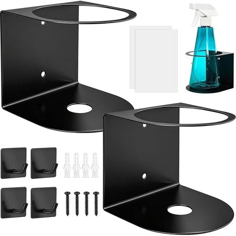 2 x Metal Spray Bottle Holder with Hooks for Garage, Home and Workshop, Storage, Wall Tools (10.5 x 23.3 cm) (1/5)