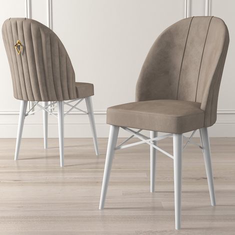 Silla Perillis, 6 sillas, tapizadas, peso soportado 120 kg, beige (1/3)