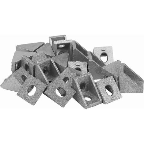 Lot de 20 équerres de fixation d'angle en aluminium 20 x 20 mm, conformes aux normes industrielles 2020. (1/5)