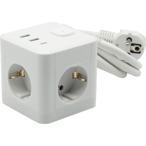 WURKO base cubo 3t schuko 3680w+usb+a1/a2/c , Base Múltiple Cubo 3 Tomas Schuko + Puertos USB A1, A2 y C Wurko.
- Solución moderna y funcional para centralizar conexiones eléctrica (1/3)