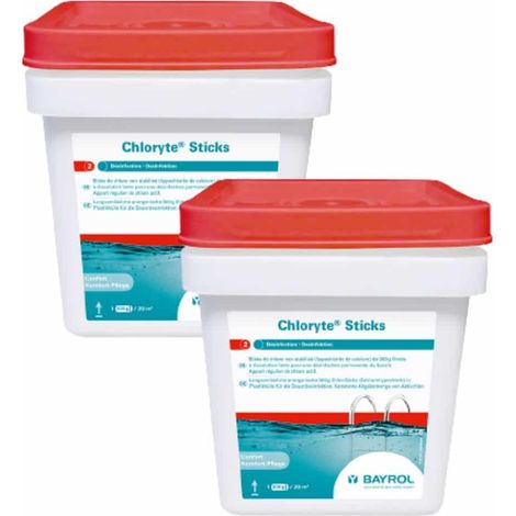 Bayrol – Pack de 2 sticks Chloryte 4,5 kg – Chlore actif concentré – Dissolution lente sans contact – Pour piscine intérieure et fin de saison (1/2)