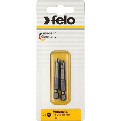 Blister 1 punta atornillador Pozidriv (PZ) Industry E6,3x50mm. PZ 2 Felo 03102536