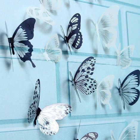 18 autocollants muraux papillons 3D amovibles, décoration murale pour chambre d'enfant, salle de classe, fête, cadeau à faire soi-même (1/5)