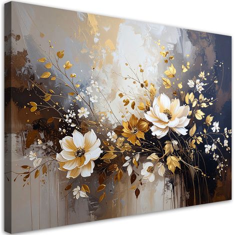 Leinwandbild Weiße Blumen einer Pflanze auf beigem Hintergrund 30x20 (1/5)