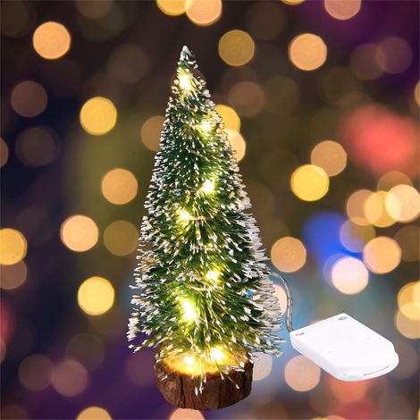 Arbre De Noël En Cèdre Vert - Lumière Led Intégrée - Décoration De Bureau Et Table - Idéal Pour Fêtes Et Cadeaux - 1 Pièce (1/4)