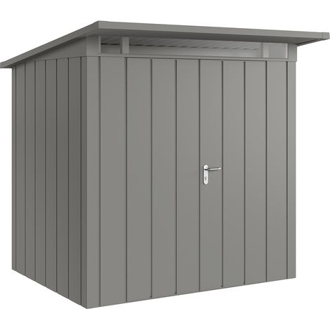 Hörmann Metall-Gerätehaus "Juno" mit Pultdach, JPD4 - Modern, 214 x 166 cm (B x T), graualuminium, 2-flüglige Tür (1/5)