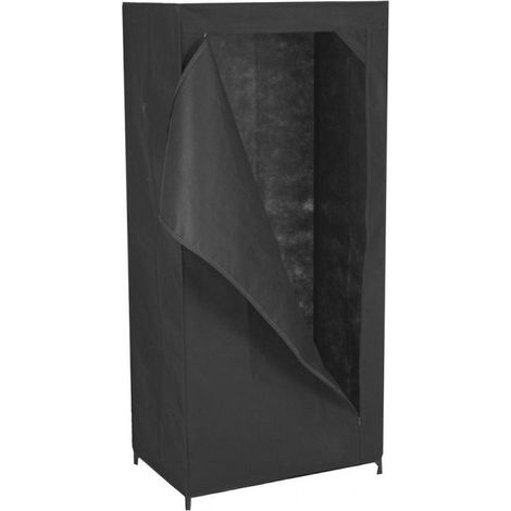 5Five Simply Smart – Armoire flexible noire en tissu et métal 149x70x46 cm – Structure en métal – Protection et ventilation pour vêtements