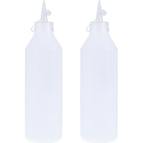Lot de 2 flacons souples en plastique de 500 ml avec bouchons anti-fuite pour colle liquide (blanc)-2pcs-White