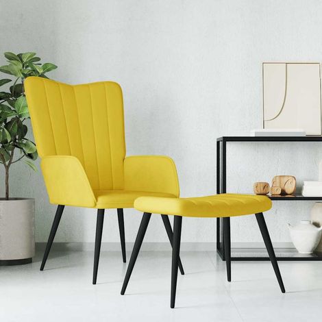 Sillón de relax con taburete terciopelo amarillo mostaza vidaXL (1/5)