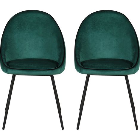 Lot de 2 chaises 52x52x82 cm en tissu velours vert - ABAYA