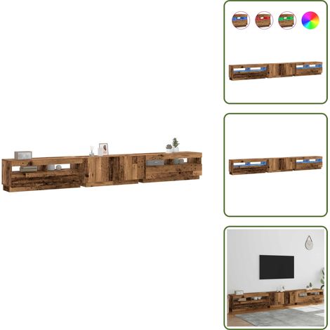 vidaXL Meuble TV avec lumières LED vieux bois bois d'ingénierie (1/5)