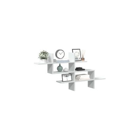 Étagère murale blanc 124,5x18x60,5 bois d'ingénierie (1/5)