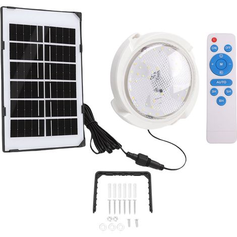 Plafonnier solaire étanche IP67, haute luminosité, télécommande, 3 couleurs LED, pour intérieur et extérieur, rond, 72 LED (1/5)