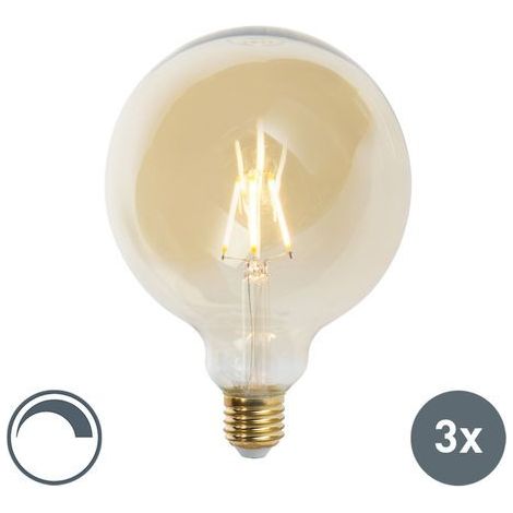 LUEDD Lot de 3 Ampoule LED E27 dimmables G125 dorées 5W 450lm 2200K (1/4)