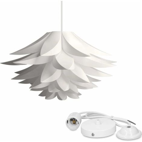 six couches abat-jour lotus lampe frontale en lustre bricolage plafonnier 500mm300mm E27 plastique blanc (1/4)