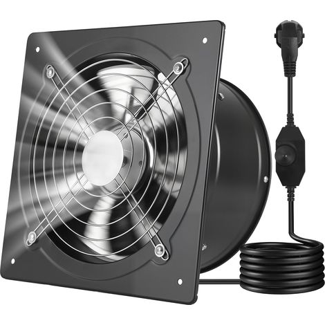 Ventilateur Extraction Mural 25,4 cm Ventilateur Extracteur 1678 m³/h Extracteur d'Air pour Grenier, Garage, Sous-sol, Atelier, Cuisine, Faible Consommation 50 W, avec Variateur de Vitesse, Noir (1/5)