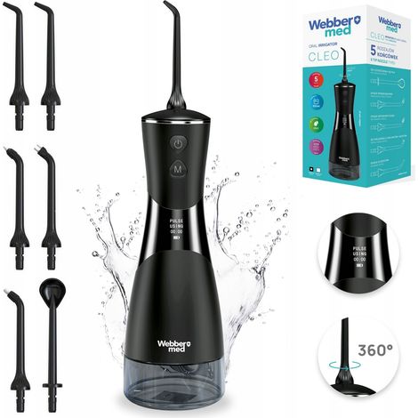 Hydropulseur dentaire sans fil WEBBER, puissant, 6 embouts, 5 modes (1/5)