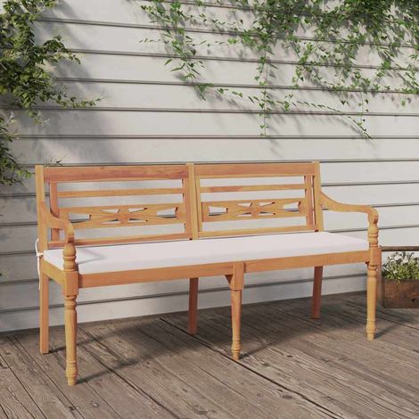 vidaXL Banco Batavia con cojín madera maciza de teca 150 cm (1/5)