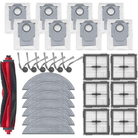 Pièces détachées pour Roborock Q10 S5/Q10 S5+/Q10 X5/Q10 X5+/Q10 VF/Q10 VF+ : brosse principale, brosse latérale, filtre, chiffon de nettoyage, sac à poussière