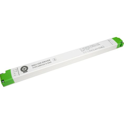 FTPC100V12-S-DA6: Alimentatore LED 12V/8.3A CV DALI Tipo 6, dimmer a pressione, custodia in plastica lineare