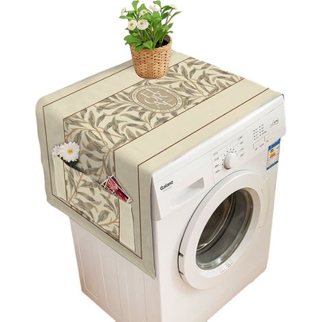 1 housse d'appareil électroménager, motif fleuri, beige ou marron, 55x140 cm et 65x180 cm, pour lave-linge sèche-linge réfrigérateur (1/5)
