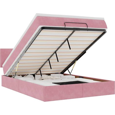 Maison Exclusive - Ottoman-Bett mit Matratze & LEDs Rosa 140x200