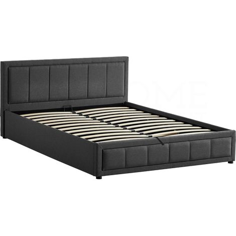 Vanita 5ft King Size Modern Fabric Ottoman Bed Frame, 150 x 200 cm, Dark-Grey