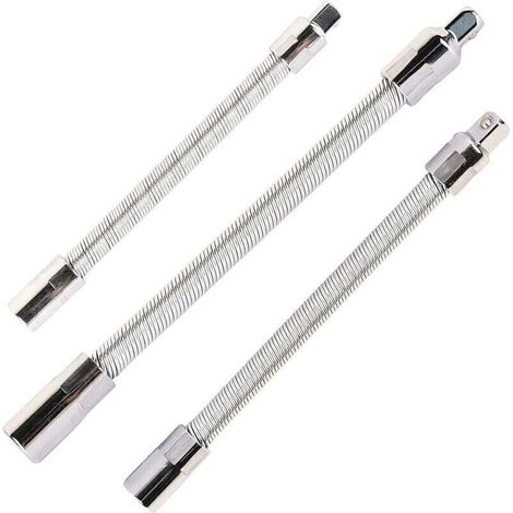 Set di 3 prolunghe flessibili in acciaio inox, argento, 1/4", 3/8", 1/2" - Crezuo