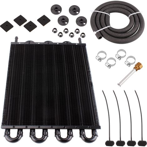 Universal car modification parts: air conditioning pipes with condenser, transmission radiator, 4-row, 6-row, 8-row oil cooler - 8-row - black (1/4)