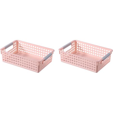 Boîte de rangement en plastique avec poignée latérale, conception ajourée pour une meilleure ventilation, panier de rangement fin et peu encombrant pour la maison et le bureau (1/5)