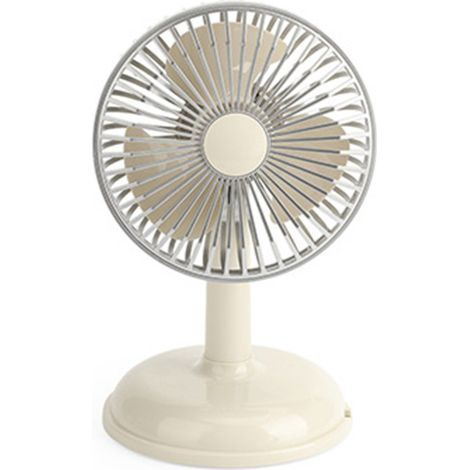 Petit ventilateur électrique portable, simple et vintage, couleur jaune clair, rechargeable par USB, idéal pour l'été. (1/5)