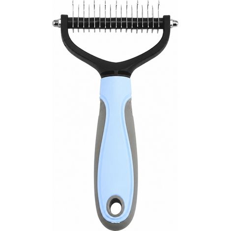 Peigne démêlant double face marque BBPETOPE, brosse toilettage pour chien et chat, élimine le sous-poil et les nœuds, bleu, taille grande, sans capot de protection, 1 pièce