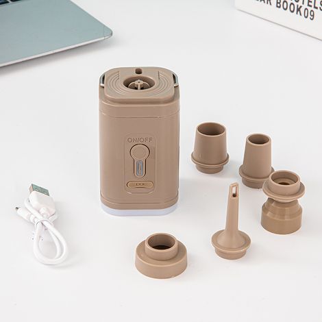Mini Pompe à Air Électrique, Pompe à Air de Voyage Portable, 2 en 1 Pompe pour Matelas à Air et Sac sous Vide, Pompe de Camping pour Gonfler et Dégonfler, Petite Rechargeable Air Pump avec 5 Buses (1/5)