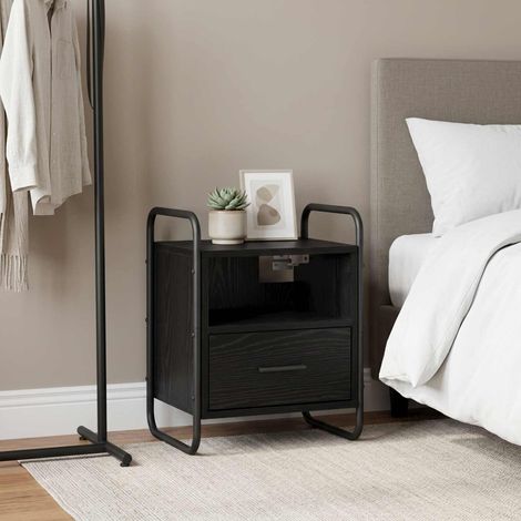 vidaXL Cabinet de chevet suspendu Chêne noir 40 x 30 x 50 cm (1/5)