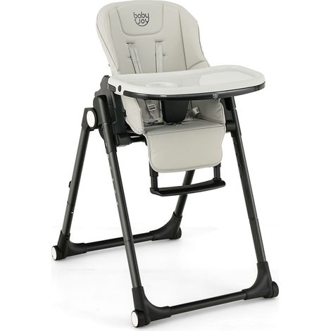 COSTWAY 4-in-1 Baby High Chair Foldable Feeding Chair w/ Footrest-Grey (1/5)