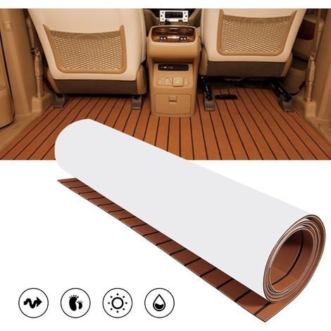 Boat Flooring EVA Foam Decking Sheet Faux Teak Marine Mat Marine Carpet Mat Non-Slip Self-Adhesive Flooring Mat for Marine RV Yacht Kayak 94.5''x35.4'' (1/5)