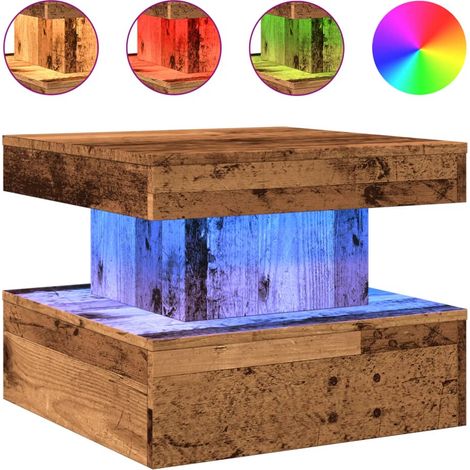 Maison Exclusive - Table basse avec lumières LED vieux bois 50x50x40 cm