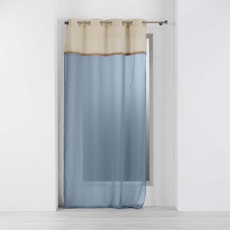 Voilage à oeillets 140 x 240 cm voile sablé + jute Greenybel Bleu (1/4)