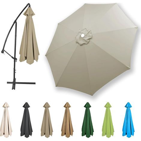 Auvent De Remplacement pour Parasol Toile De Parasol Déporté Remplacement Pour Cour,Jardin,Plage, Protection UV 50+,Taupe (1/5)