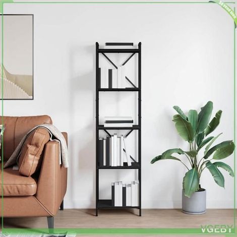 Bibliothèque - Chêne noir - Bois d'ingénierie - 40 x 30 x 153 cm - Pieds réglables (1/5)