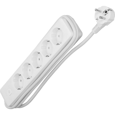 Bloc Multiprise Extérieur 5 Prises avec Câble, Prise EU 250V 10A 2200W, Protection Contacts, Indice IP44, SF008-5 (1/5)