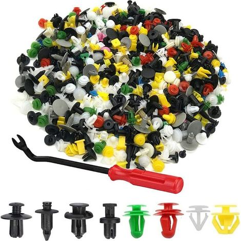 500pcs Rivet Clips Plastique, Plastique Fixation Auto Universel, de Garniture Voiture avec Outil Démontage, pour Panneaux Garnitures Portes, Différentes Formes et Tailles (1/5)